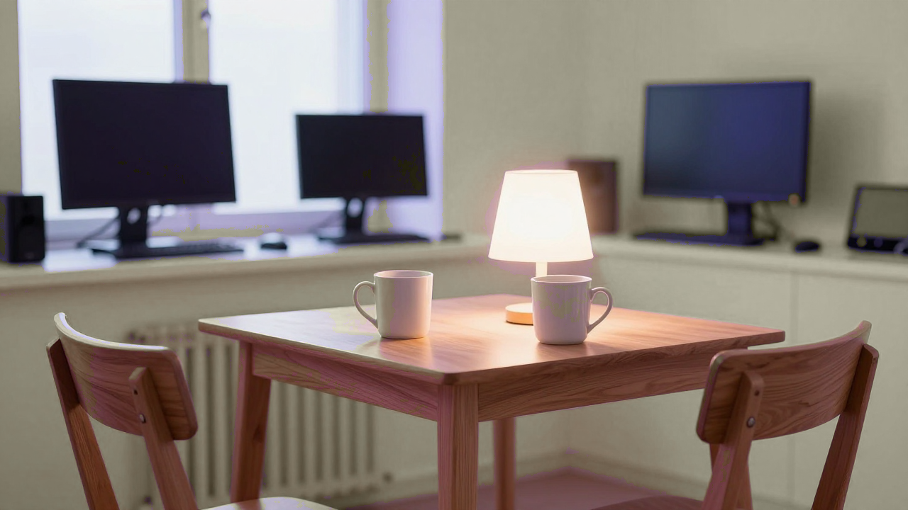 Ronde tafel met microfoons voor podcastgesprekken